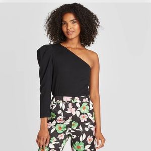 Who What Wear Puff Shoulder A Symmetric Top NWT